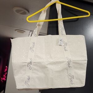 PINK Victoria's Secret White Tote with Branded Straps All in Super Bling
